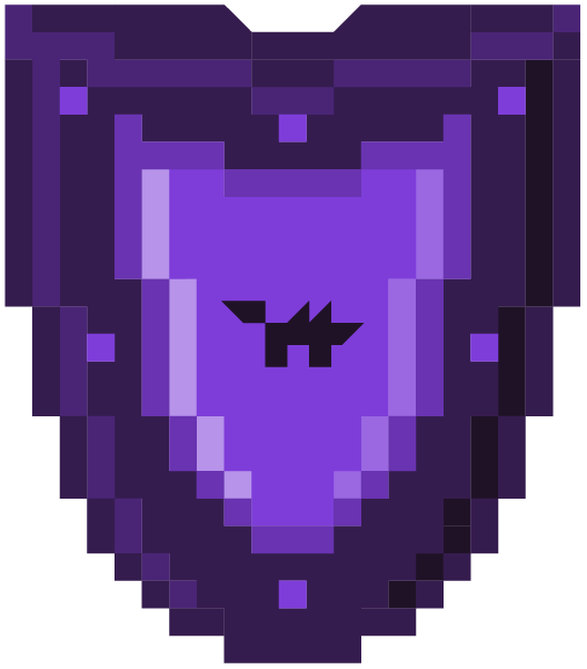 Pixel shield with the Wolvy wolf mark